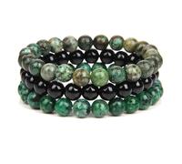 Gemstone Stone Bracelet, 3 Pcs Chakra Bracelets for Women, Natural Beaded Bracelets, Crystal Stone Beaded Bracelet 8mm, Natural Stone Beaded Stretch Bracelet for Women Men Teens (Color H)