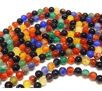 Gemstone strand, 8 mm, 6 mm, 4 mm, mixed colour agate stone beads, round natural stone set with hole for threading (4 mm - 90 pieces)
