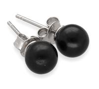 Gemstone Stud Earrings with 925 Sterling Silver Posts + Gemstone Info Card | Genuine Natural Crystal Jewellery (Black Tourmaline)