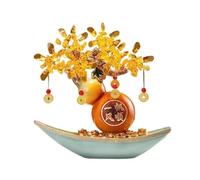 Gemstone Tabletop Crystal Fortune Tree, Smooth Sailing Office Housewarming Decoration Feng Shui Ornament(Blue)