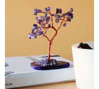 Gemstone Tree - Amethyst on Natural Agate Base (35 stones) KDMD Natural One Size