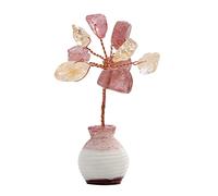Gemstone Tree Natural Crystal Tree Ornaments Original Stone Strawberry Crystal Agate Healing Crystal Bedside Table Home Office Desk Mini Jewelry Crystal Bonsai