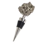 Gemstone Wine Bottle Stopper, Pyrite Fool's Gold Rock Stone, Decorative Irregular Natural Crystal Stopper, 4-Inch(White Quartz)(Pyrite)