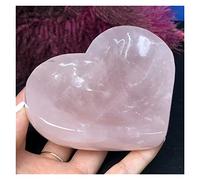 Gemstones and Crystals 150-400g Natural Rose Quartz Stone Bowl Heart Pink Gift, Carved Moon Shape Crystal Five Point Pentagram Figurine Natural Stone xiaguolingsm (Color : Khaki, Size : 300-400G)