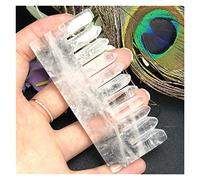 Gemstones and Crystals 8cm Natural Amethyst Rose Quartz Crystal Comb, Wide Tooth Hair Health Massage Combs Gemstone Gifts Collection QINTINYIN Home Collections(Color:Khaki)