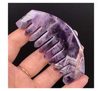 Gemstones and Crystals 8cm Natural Amethyst Rose Quartz Crystal Comb, Wide Tooth Hair Health Massage Combs Gemstone Gifts Collection QINTINYIN Home Collections(Color:Red)