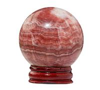 Gemstones Crafts Pork Stone Sphere Rhodochrosite Quartz Crystal Ball Sphere Hand Carved Crystal Home Feng Shui Ornaments, Gift Men Women,Diameter 3.5in