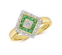 Gemstones Diamond & Emerald Ring RD227E - Size N