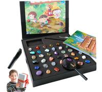 Gemstones For Kids, 43-Piece Rock Collection with 43 Different Gemstones, Mineral Education Set in a Storage Box, Science for Boys and Girls