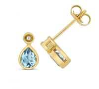 Gemstones Jewellery Diamond And Light Swiss Blue Topaz Stud Earrings ED259BT -