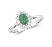 Gemstones Jewellery Diamond Cluster 6X4 Oval Emerald Ring RD260WE - Polished Quality - Size O