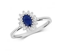 Gemstones Jewellery Diamond Cluster 6X4 Oval Sapphire Ring RD260WS - Bold Statement - Size O