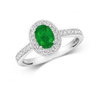 Gemstones Jewellery Diamond Cluster Oval Emerald Ring RDQ417WE - Premium Finish | - Size K