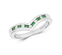Gemstones Jewellery Diamond & Emerald Wishbone Ring RD268WE - Timeless Design | - Size Q