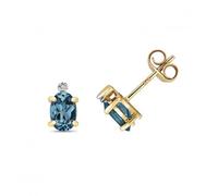 Gemstones Jewellery Diamond & London Blue Topaz Stud Earrings ED268LB - Refined
