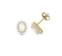 Gemstones Jewellery Diamond & Opal Stud Earrings ED293O - Polished Quality | Acotis