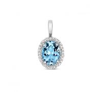 Gemstones Jewellery Diamond & Ov Swiss Blue Topaz Pendant PD255WBT - Distinctive
