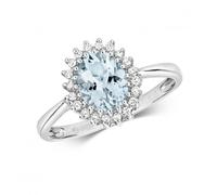Gemstones Jewellery Diamond & Oval Aqua Ring RD298WAQ - Timeless Design | Acotis - Size N