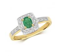 Gemstones Jewellery Diamond & Oval Emerald Cushion Ring RD295E - Premium Finish | - Size O