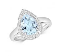 Gemstones Jewellery Diamond & Pear Shape Aqua Ring RD210WAQ - Refined Craftsmanship - Size N