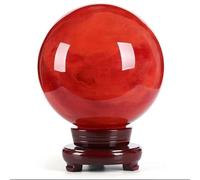 Gemstones Red Crystal Sphere Ball with Stand Stones Crystals Home Decoration Crafts,Diameter 5.5"