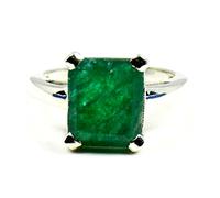 Gemsyogi Genuine Indian Emerald 925 Silver Ring For Women Emerald Cut Healing Handmade Size J,K,L,M,N,O,P,Q,R