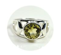 Gemsyogi Genuine Lemon Quartz Silver Ring Gift Handmade Round Cut Bezel Setting Size J,K,L,M,N,O,P,Q,R