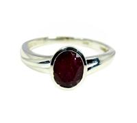 Gemsyogi Genuine Pink Indian Ruby Ring for Women - Handmade Sterling Silver Bezel Set Red Birthstone Jewelry - Sizes U