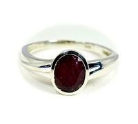 Gemsyogi Genuine Pink Indian Ruby Ring Silver Handmade Bezel Style Red Birthstone Size J,K,L,M,N,O,P,Q,R