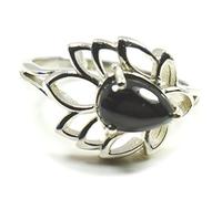 Gemsyogi Natural Black Onyx Ring Sterling Silver Pear Shape Handmdade Birthstone Size 4,J,K,L,M,N,O,P,Q,R
