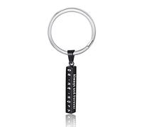 Gemszoo Personalised Keyring for Men Women Name Bar Keychains for Girls Engraved Text Customised BFF Brothers Sisters Family Birthday Love Gifts 316L Stainless Steel Strip Pendant Black