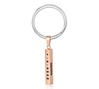 Gemszoo Personalised Keyring for Men Women Name Bar Keychains for Girls Engraved Text Customised BFF Brothers Sisters Family Birthday Love Gifts 316L Stainless Steel Strip Pendant Rose Gold