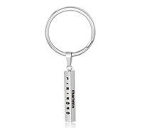 Gemszoo Personalised Keyring for Men Women Name Bar Keychains for Girls Engraved Text Customised BFF Brothers Sisters Family Birthday Love Gifts 316L Stainless Steel Strip Pendant Silver