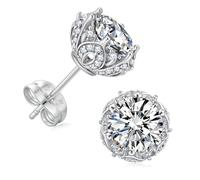Gemtailor Moissanite Stud Earrings for Women Men Rose with Thorns 0.6ct/1ct/2ct D Color VVS1 Round Cut Lab Created Diamond Hypoallergenic 925 Sterling Silver Jewelry Gifts, 6.5mm(1.0ct*2), Sterling