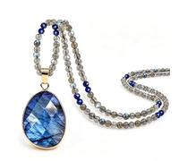 GEMTAL Long Necklaces for Women Boho Women Necklace 28 Inch Natural Tiger Eye Jasper Beaded Stone Pendant Necklaces for Women Trendy Handmade Bohemian Western Bead Necklace Jewelry Gift, L