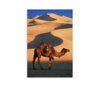 GEMTOFNMA A Camel Carrying A Bronze Water Jug, Walking in A Mirage, Sand Dunes Flowing Like Waves Contemporary Wall Mural - Decorative Hanging Poster Art 24x36inch(60x90cm)