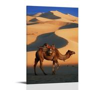 GEMTOFNMA A Camel Carrying A Bronze Water Jug, Walking in A Mirage, Sand Dunes Flowing Like Waves Contemporary Wall Mural - Decorative Hanging Poster Art 08x12inch(20x30cm)