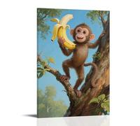 GEMTOFNMA A Little Monkey Snatches A Banana, Climbing to The Treetop Contemporary Wall Mural - Decorative Hanging Poster Art 08x12inch(20x30cm)