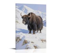 GEMTOFNMA A Yak Stands on The Snow Mountain, Thick Fur Resistant to Cold Contemporary Wall Mural - Decorative Hanging Poster Art 12x18inch(30x45cm)