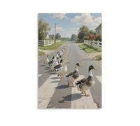 GEMTOFNMA Ducks Waddling Across The Road in A Line Contemporary Wall Mural - Decorative Hanging Poster Art 08x12inch(20x30cm)