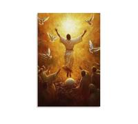GEMTOFNMA Jesus Riding Into A Golden Sunrise, Arms Lifted over An Empty Tomb, Doves Rising Into The Newly Awakened Sky. Contemporary Wall Mural - Decorative Hanging Poster Art 08x12inch(20x30cm)
