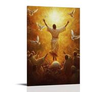 GEMTOFNMA Jesus Riding Into A Golden Sunrise, Arms Lifted over An Empty Tomb, Doves Rising Into The Newly Awakened Sky. Contemporary Wall Mural - Decorative Hanging Poster Art 20x30inch(50x75cm)