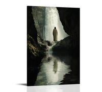 GEMTOFNMA Jesus Stands behind A Waterfall, But Only His Reflection Steps Out Into The River Below. Contemporary Wall Mural - Decorative Hanging Poster Art 12x18inch(30x45cm)