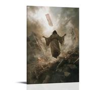 GEMTOFNMA Jesus Walks on Fallen Banners, Raising The Faithful from Under The Rubble of War. Contemporary Wall Mural - Decorative Hanging Poster Art 08x12inch(20x30cm)
