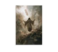 GEMTOFNMA Jesus Walks on Fallen Banners, Raising The Faithful from Under The Rubble of War. Contemporary Wall Mural - Decorative Hanging Poster Art 24x36inch(60x90cm)