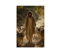 GEMTOFNMA Jesus Walks through A Valley of Wolves, Each Predator Calmed by The Peace in His Silent Gaze. Contemporary Wall Mural - Decorative Hanging Poster Art 08x12inch(20x30cm)