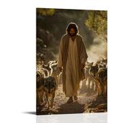 GEMTOFNMA Jesus Walks through A Valley of Wolves, Each Predator Calmed by The Peace in His Silent Gaze. Contemporary Wall Mural - Decorative Hanging Poster Art 12x18inch(30x45cm)