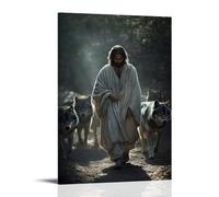 GEMTOFNMA Jesus Walks with Wolves at His Side-not Tamed, But Choosing Peace. Contemporary Wall Mural - Decorative Hanging Poster Art 24x36inch(60x90cm)