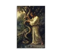 GEMTOFNMA Jesus Whispers to A Serpent Wrapped Around A Tree, And The Wind Pauses to Listen. Contemporary Wall Mural - Decorative Hanging Poster Art 16x24inch(40x60cm)