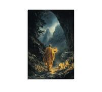 GEMTOFNMA Kṣitigarbha Walks A Dark Valley with His Jewel-lantern, Illuminating Paths for The Lost And Grieving. Contemporary Wall Mural - Decorative Hanging Poster Art 24x36inch(60x90cm)